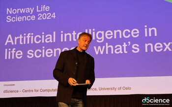 Professor Stephan Oepen, head of the Department of Informatics at the University of Oslo, chaired the session that included six presentations on AI applications in life sciences.