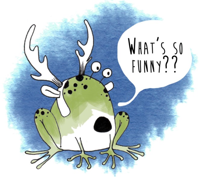 Illustration of a confused frog