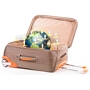 Open suitcase with a globe in it