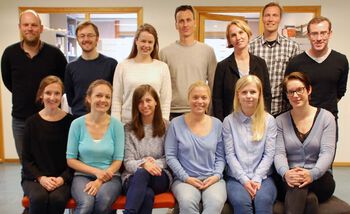 The 2014 team:
Back row (from left): Espen, John T., Hanne, Geir, Cathrine, Kristoffer and John M. Front row (from left): Ida, Marit, Veronica, Tine, Nina and Guri. Ragnar and Mads were not present at the photo shoot.