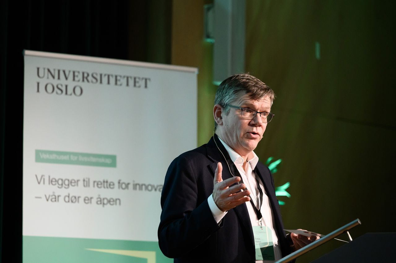 Rector Svein Stølen talked about the importance of Life Science Growth House for UiO, interaction internally at UiO, interaction with industry and Oslo Science City.