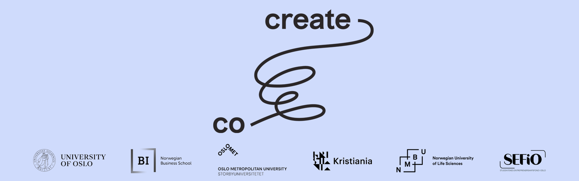 Logo Co-Create med logo til samarbeidspartnerne på engelsk