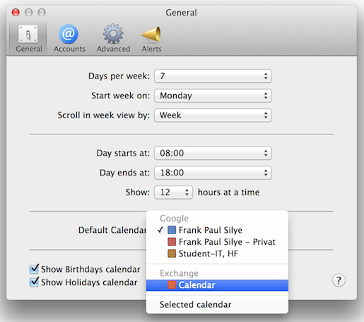 Calendar: Sett hvilken kalender som er din foretrukne