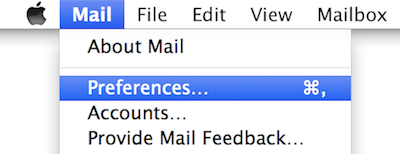 Go to Preferences in Mail. Screenshot.