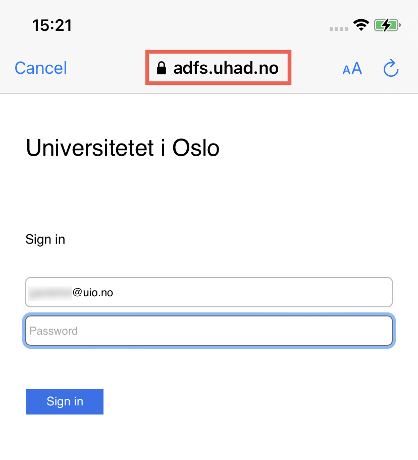 Screenshot of UHAD - add your password