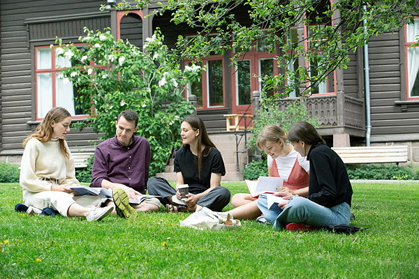 Students studying in the park. 
