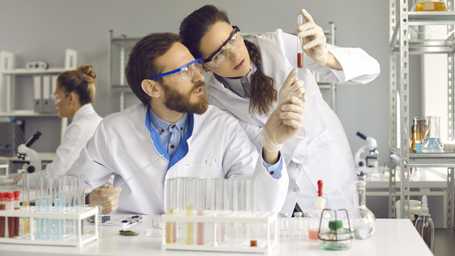Illustration of researchers in the lab