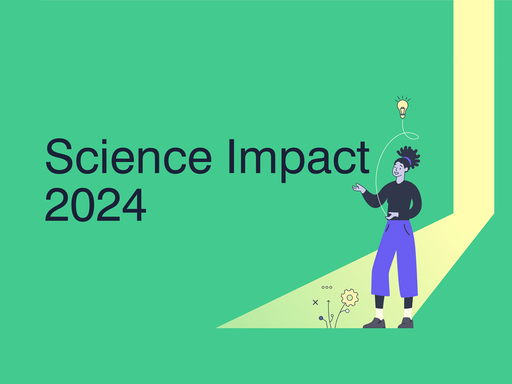 banner with text Science Impact 2024 and graphics