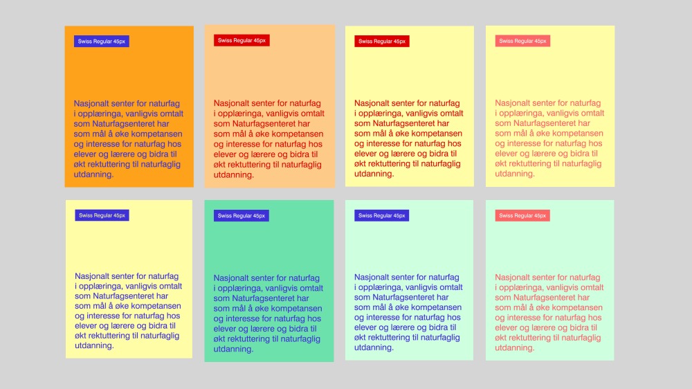 Illustration of different kinds of approved combinations of text and background colour