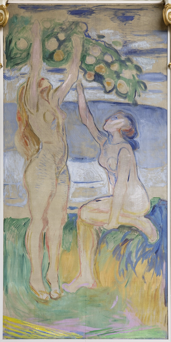 Picture of Edvard Munch's Aula painting Harvesting women