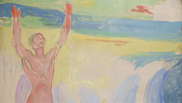 Utsnitt av Edvard Munchs Våkende menn i lysflommen