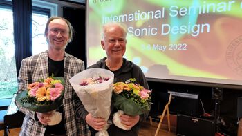 RITMO Director (then Deputy) Alexander Refsum Jensenius thanked Professor Rolf Inge Godøy for his life-long achievements for the University of Oslo during the International Seminar on Sonic Design.