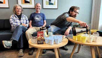 Postdoctoral research fellow Guilherme Schmidt Câmara has initiated RITMO&#39;s coffee club, with monthly testing of various types of unusual beans and coffee brewing methods. Visiting researcher David Løberg Code brought a bag of creme brulee-flavoured beans from Kalamazoo.