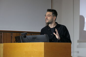 Glasses ,Computer ,Microphone ,Public address system ,Laptop.