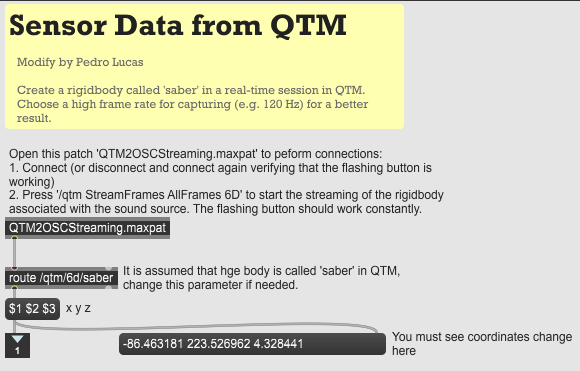 Saber sensor data from QTM