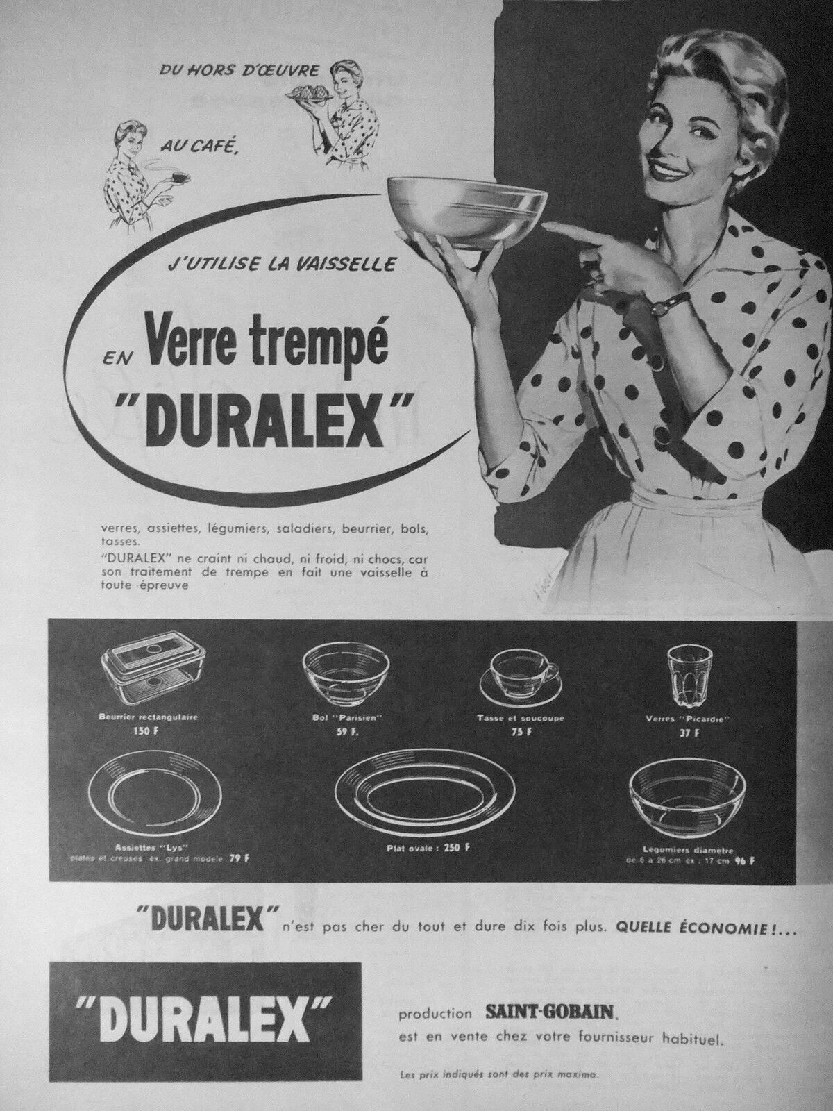 Reklameplakat for Duralex fra 1958