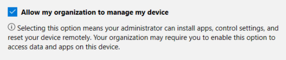 Allow my organization to manage this device