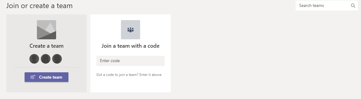 Screenshot of how a user joins a team with a code