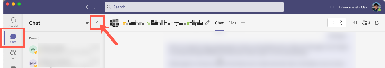 Screenshot of  Chat in Teams