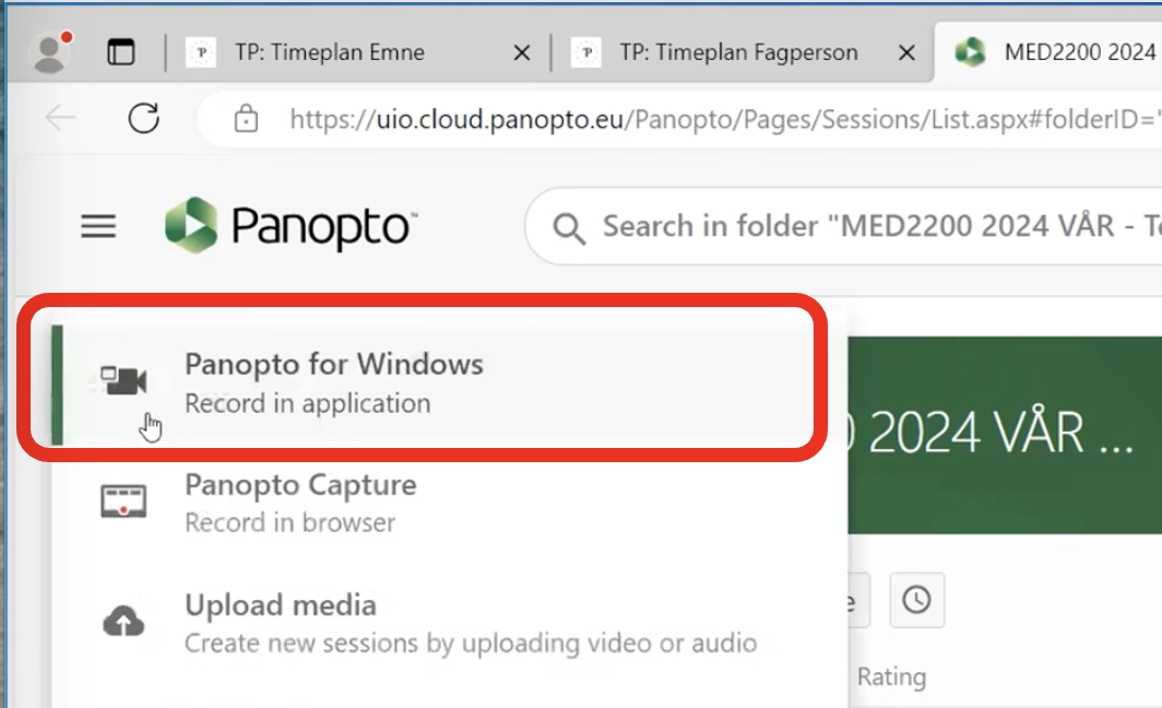 Start Panopto for Windows
