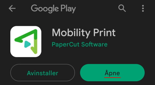 Velg Åpne Mobility Print når installasjonen er klar.