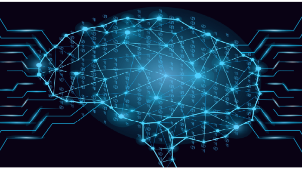 Illustrasjonsbilde av en hjerne i glødende blå